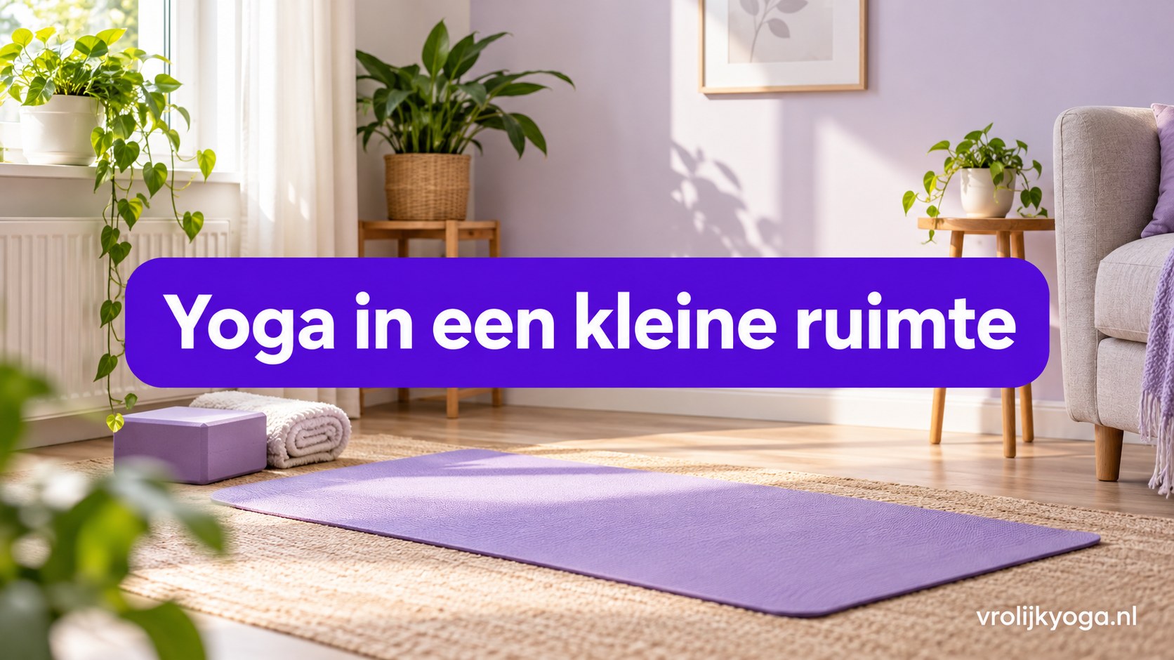 Yoga in een kleine ruimte — illustratief headerbeeld